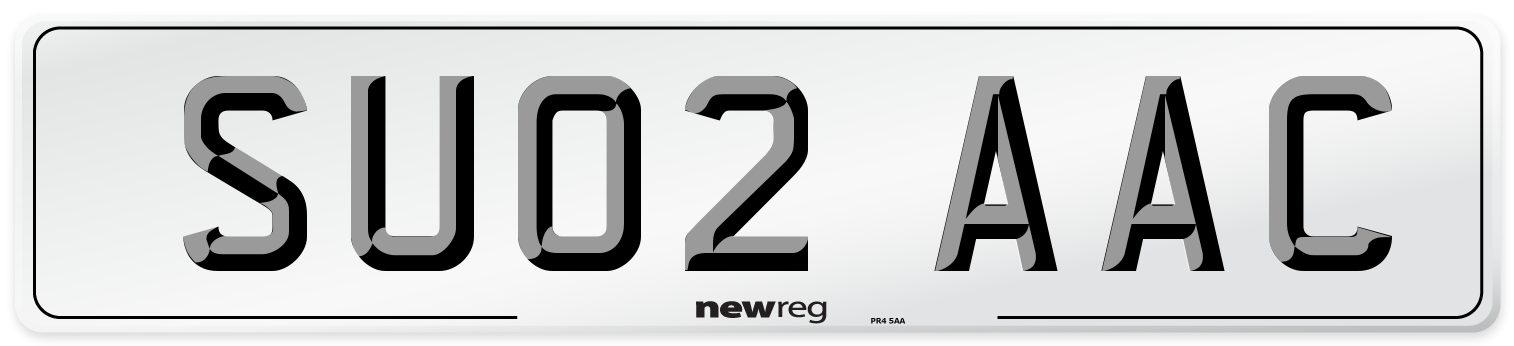 SU02 AAC Number Plate from New Reg